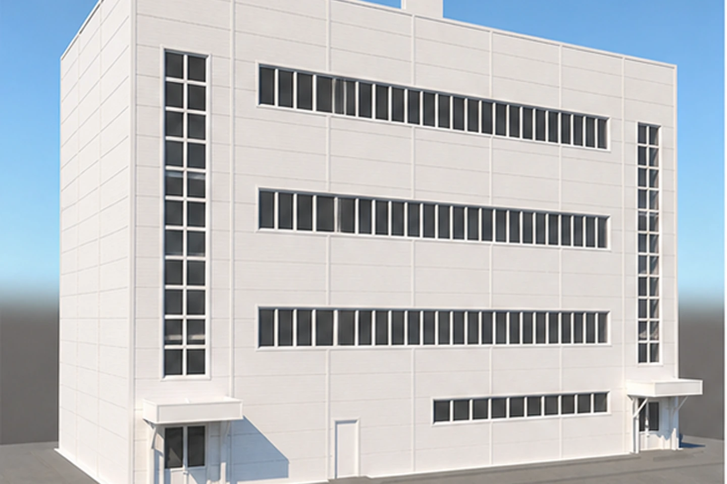 Административно-бытовой комплекс 970 м² — 3D-визуализация, ракурс 1