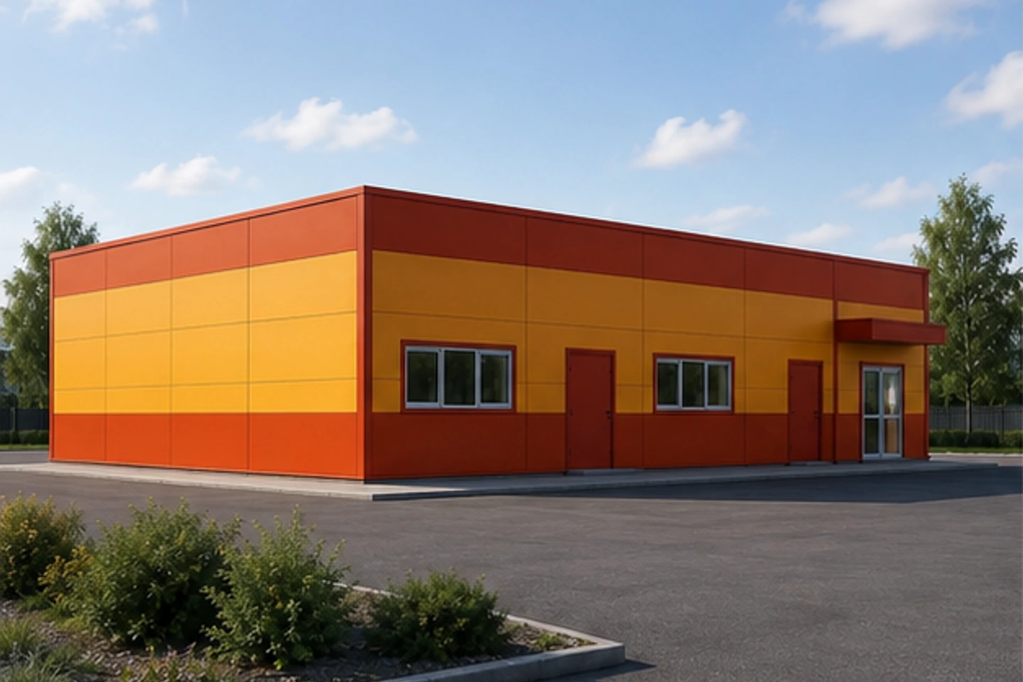 Административно-офисное здание 312 м² — 3D-визуализация, ракурс 3