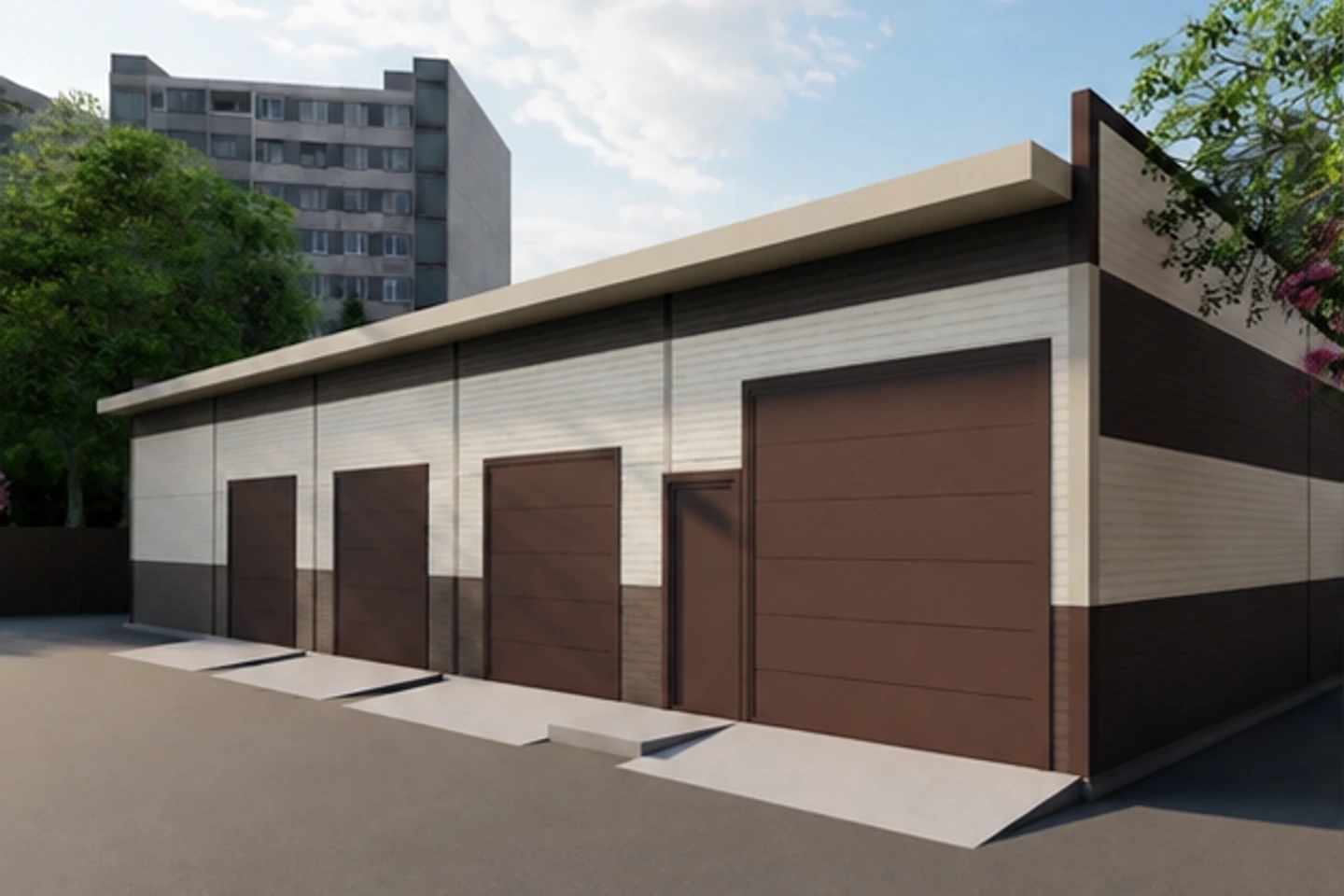 Автомойка 252 м² — 3D-визуализация, ракурс 1