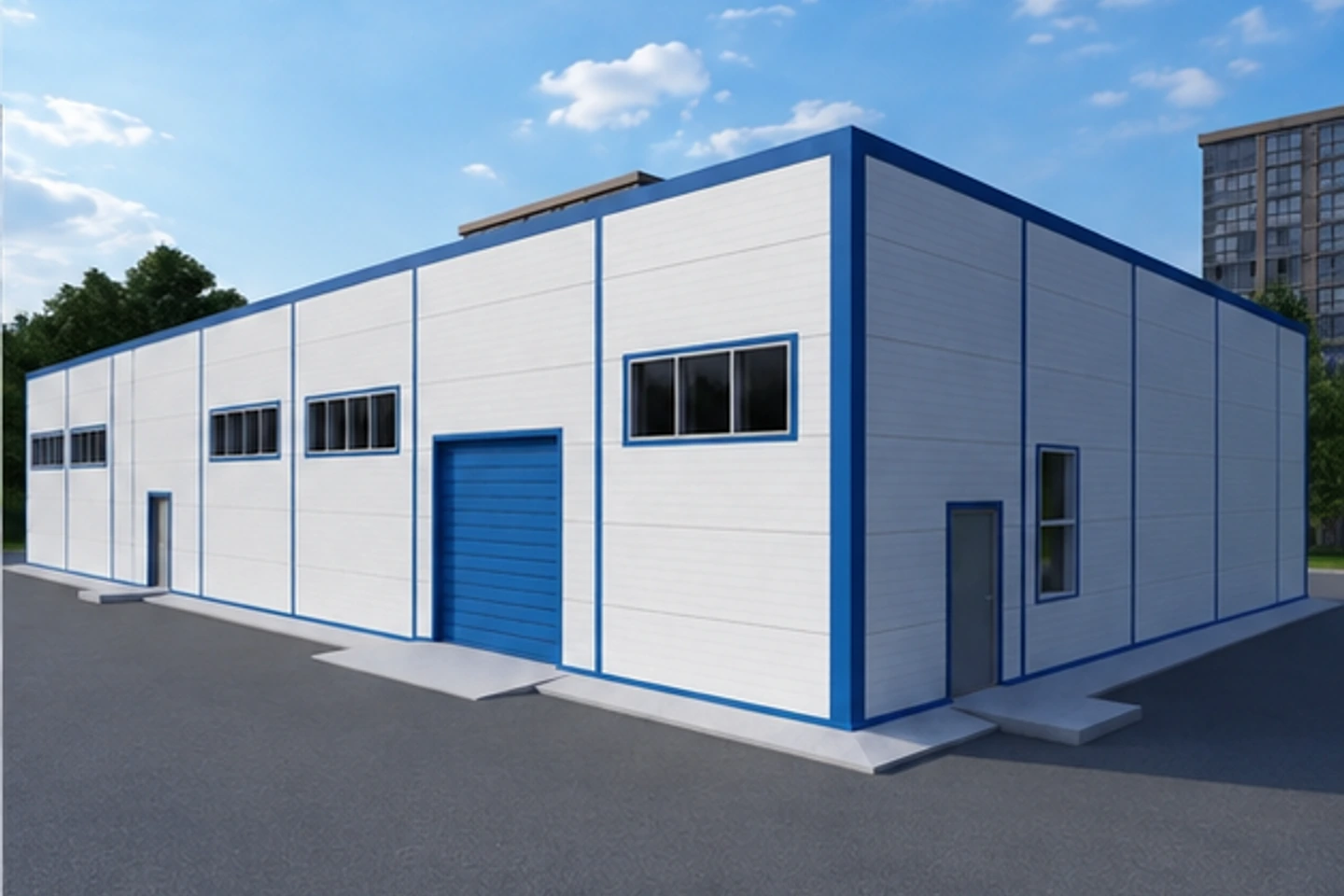 Цех химчистки 810 м² — 3D-визуализация, ракурс 2
