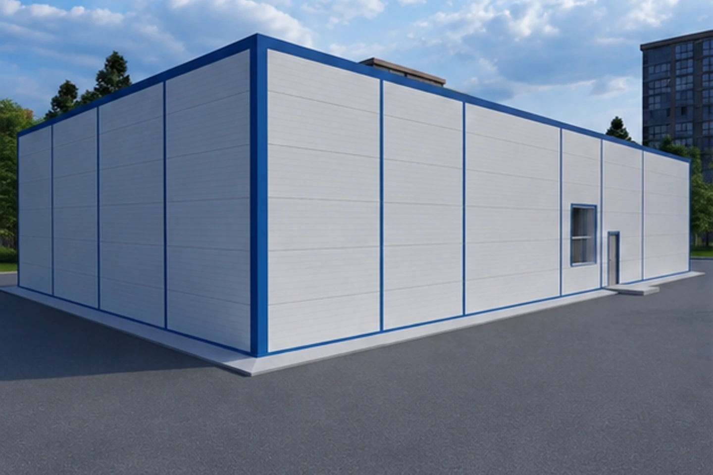 Цех химчистки 810 м² — 3D-визуализация, ракурс 3