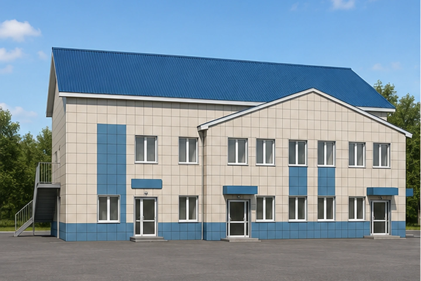 Фабрика химчистки 813 м² — 3D-визуализация, ракурс 1