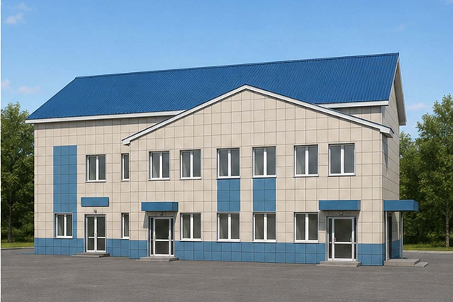 Фабрика химчистки 813 м² — 3D-визуализация, ракурс 2