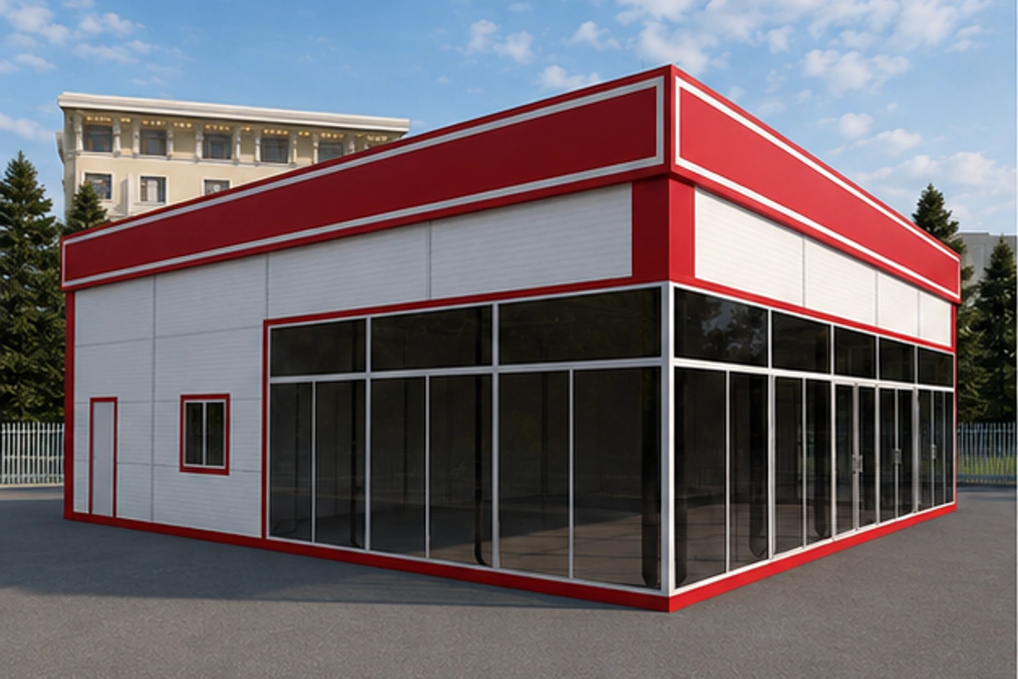 Кафе 243 м² — 3D-визуализация, ракурс 1
