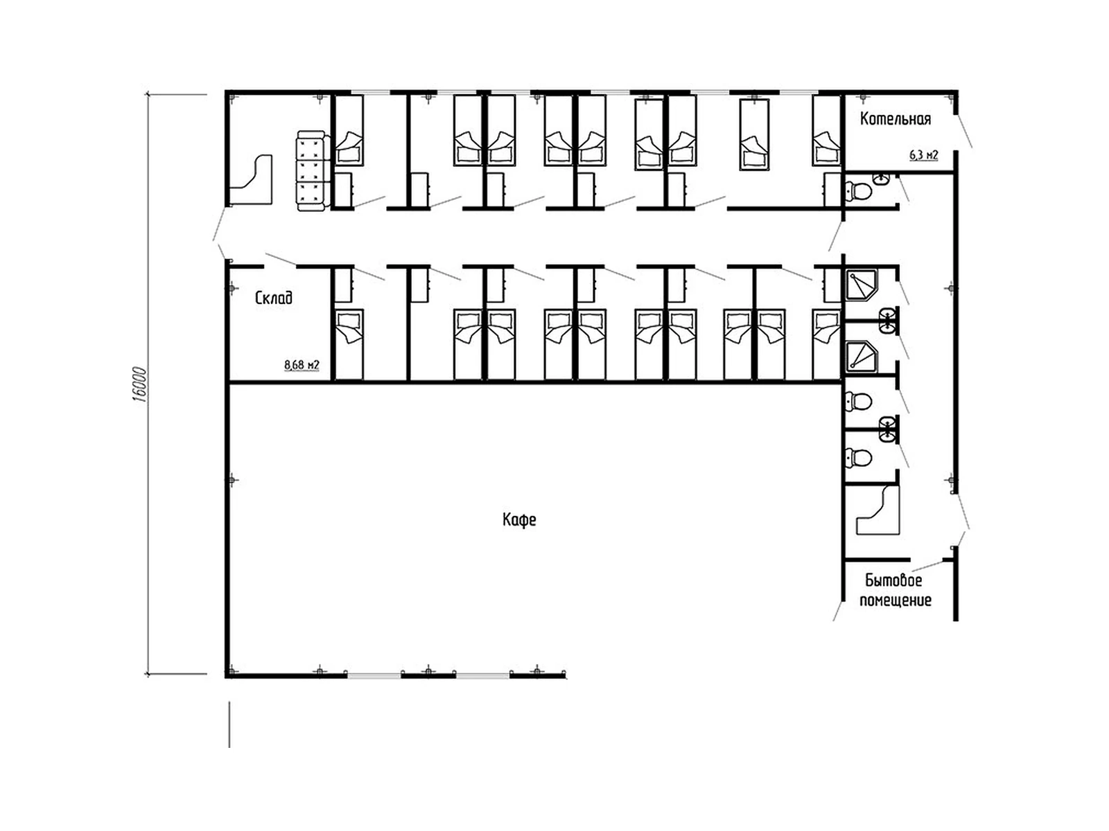 Кафе 320 м² — схема проекта