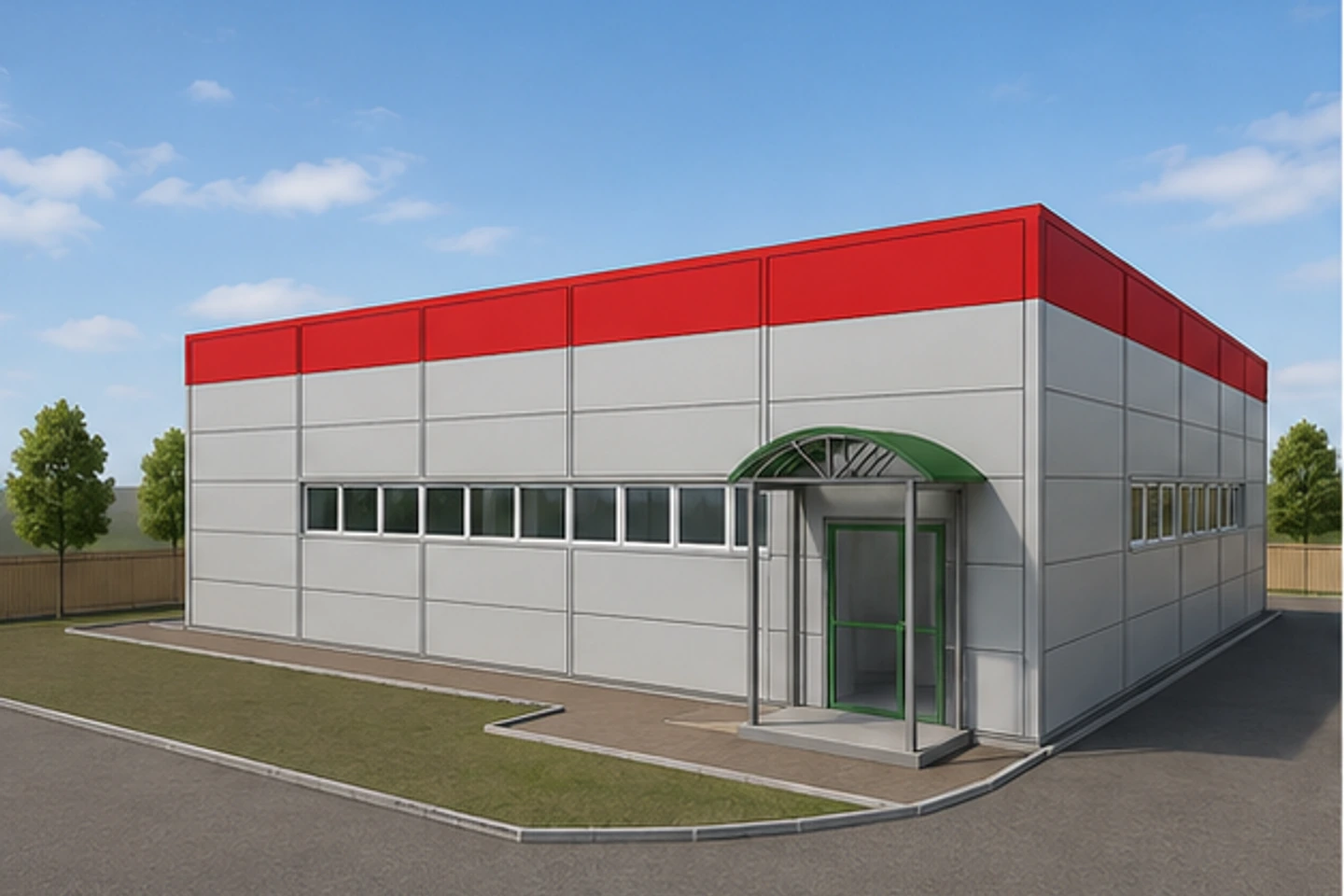Магазин 446 м² — 3D-визуализация, ракурс 1
