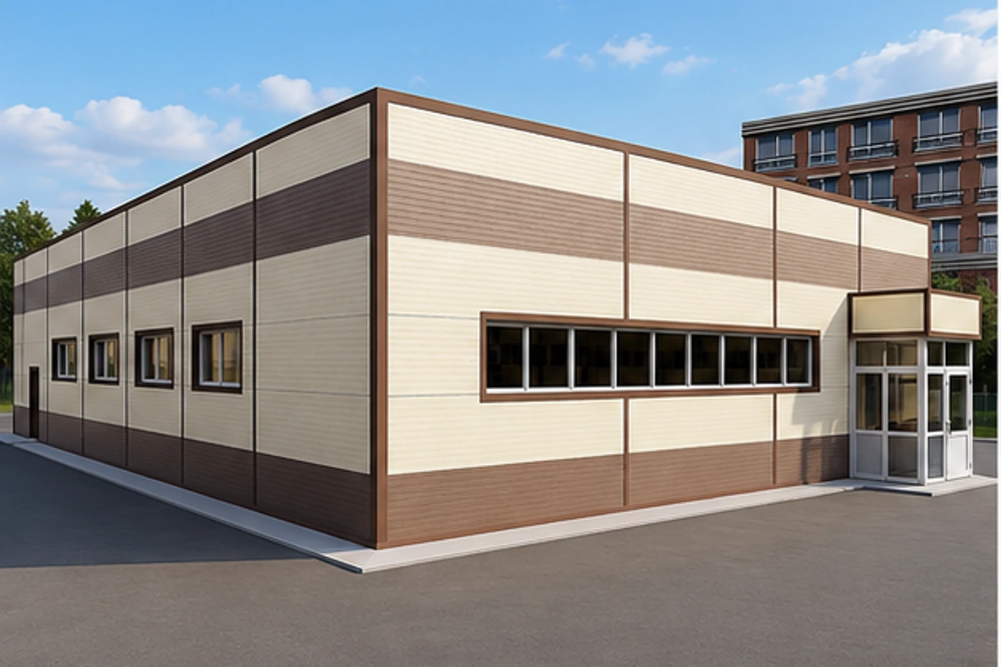 Магазин 810 м² — 3D-визуализация, ракурс 1