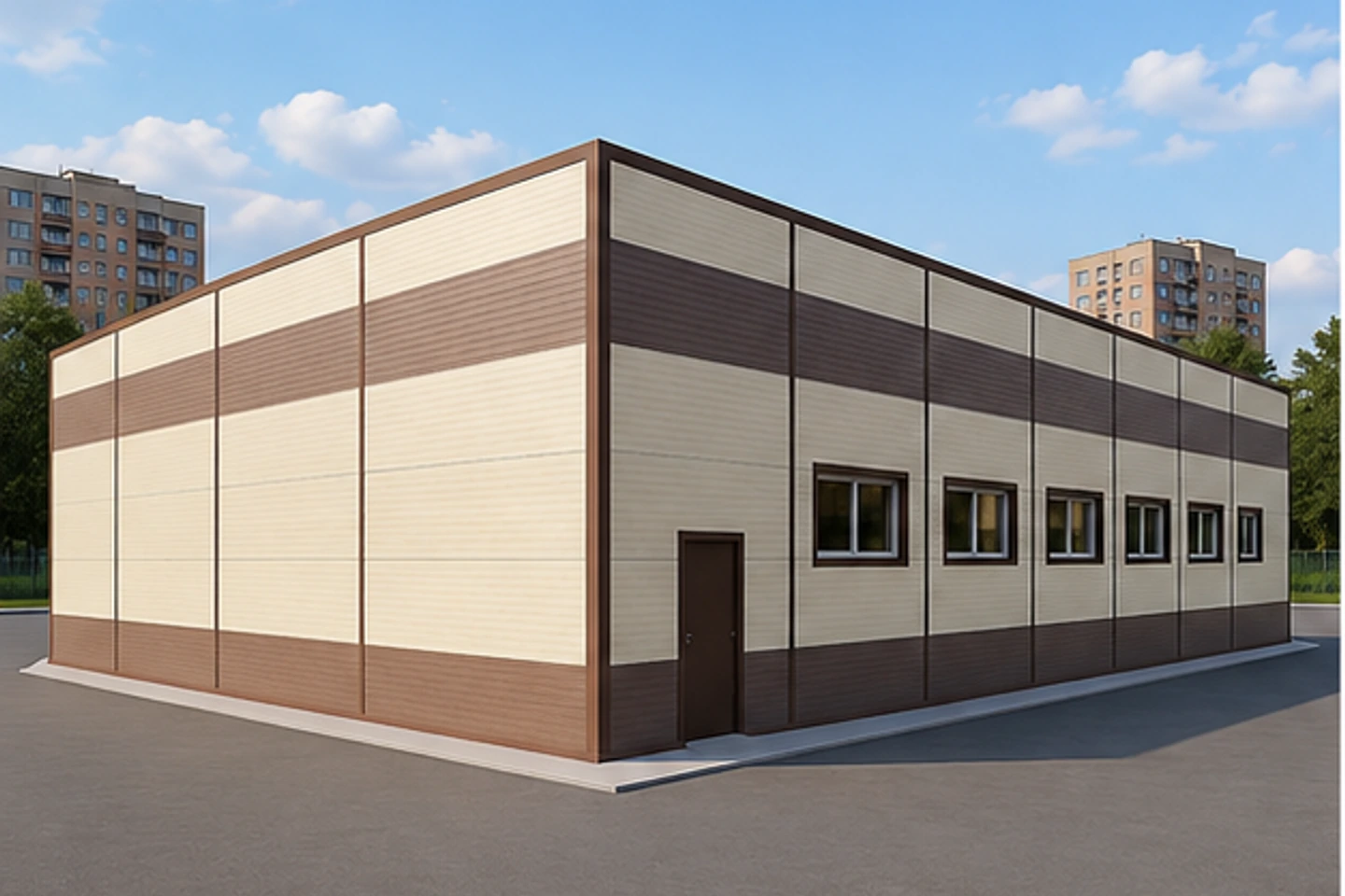 Магазин 810 м² — 3D-визуализация, ракурс 3