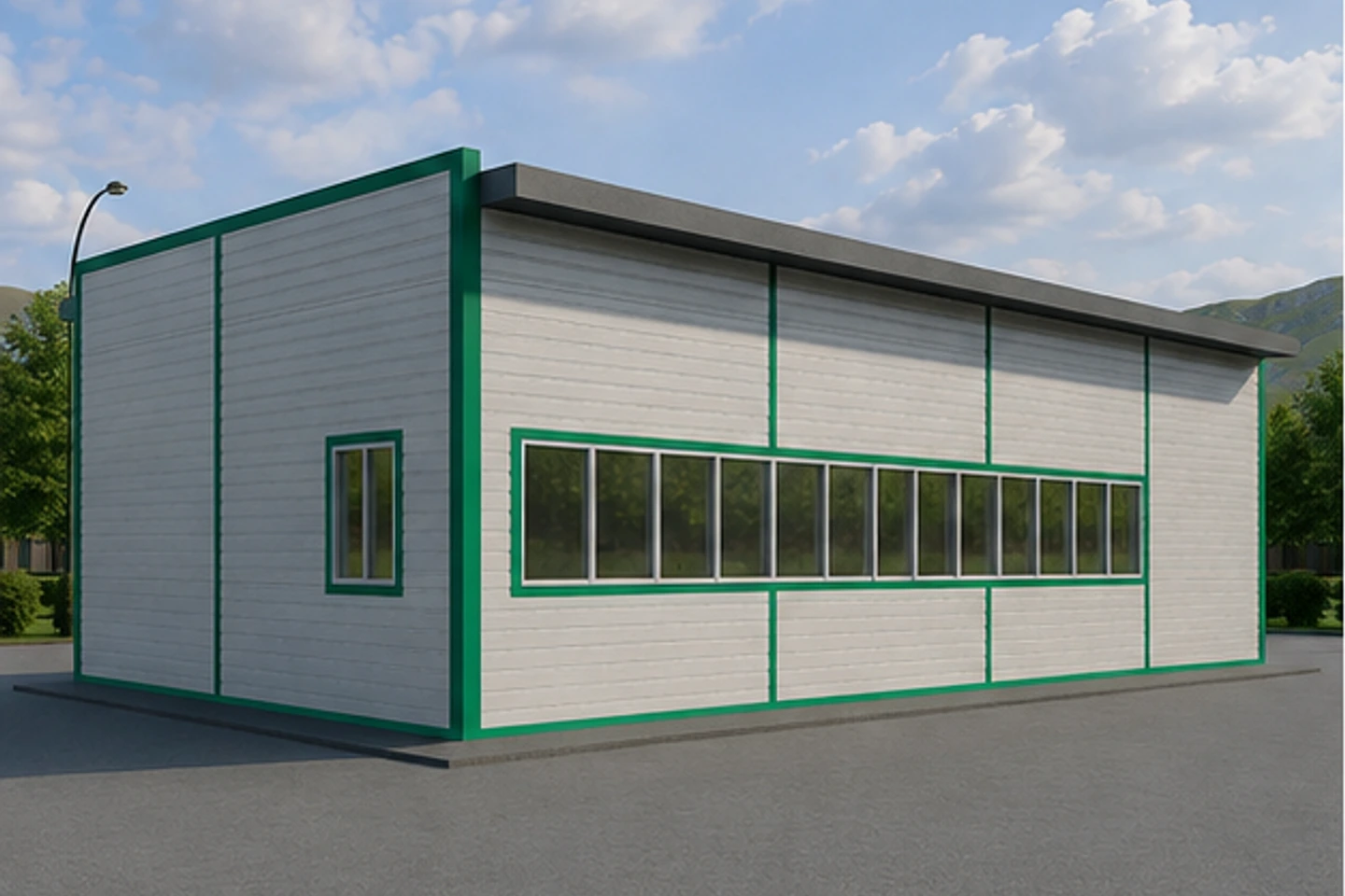 Офис 150 м² — 3D-визуализация, ракурс 3