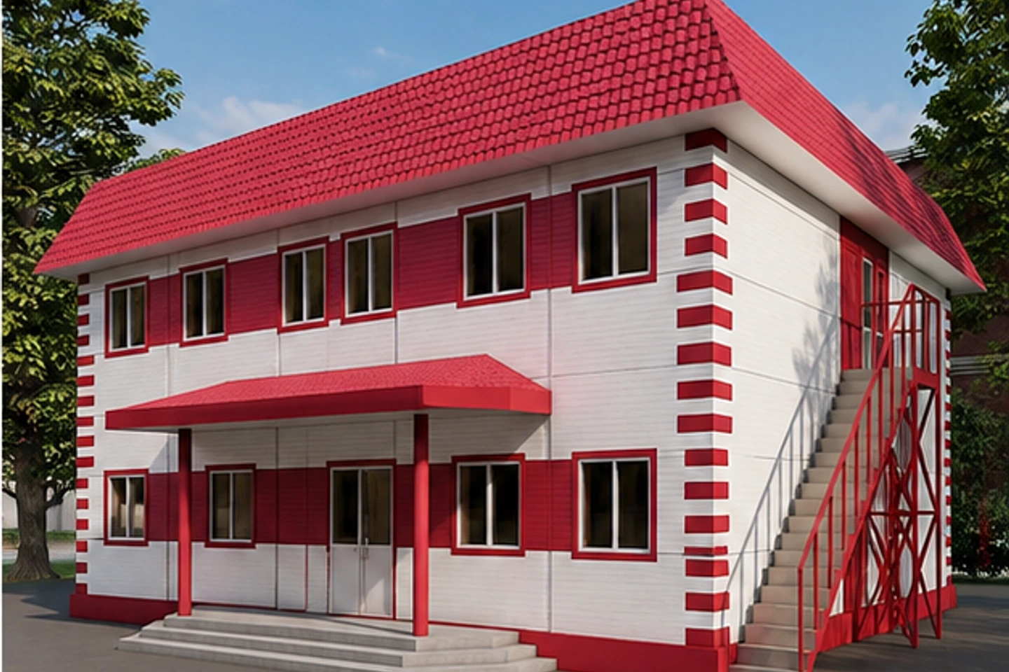 Офис 390 м² — 3D-визуализация, ракурс 2