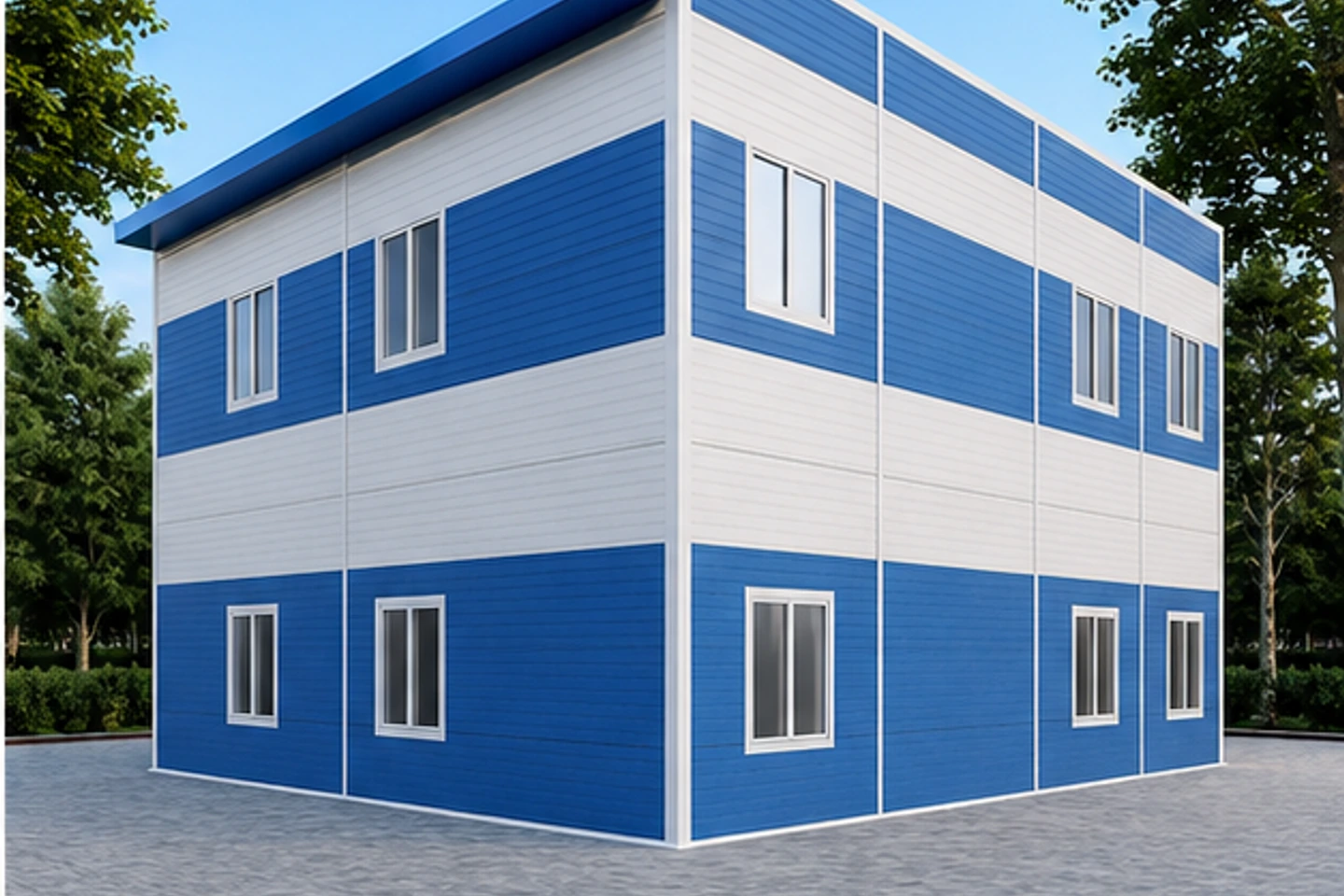 Офисное здание 291 м² — 3D-визуализация, ракурс 2