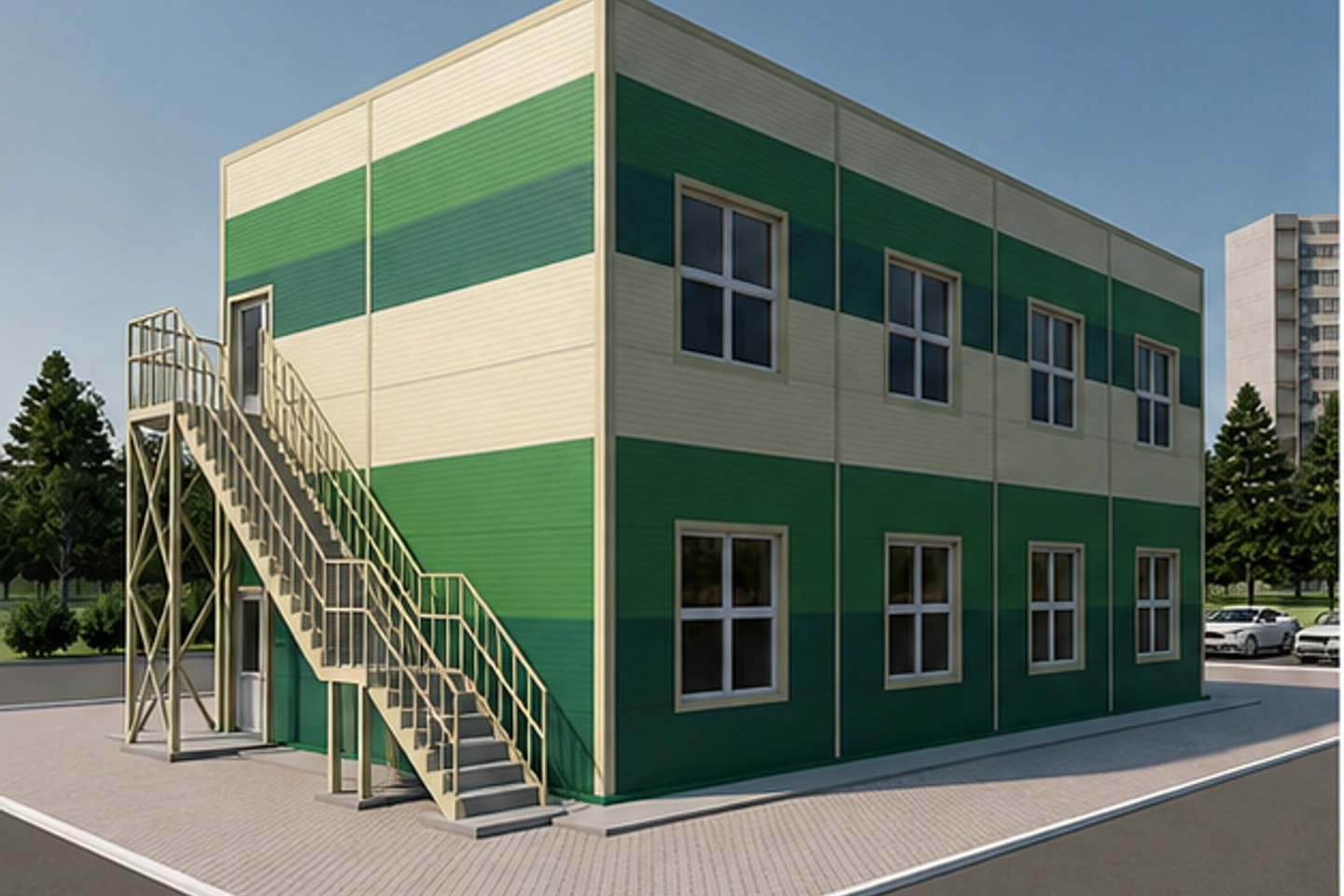 Офисное здание 432 м² — 3D-визуализация, ракурс 3