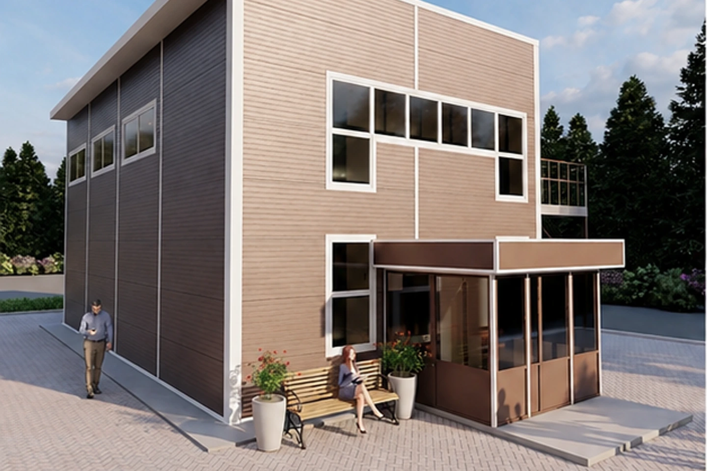 Оздоровительный центр 208 м² — 3D-визуализация, ракурс 1