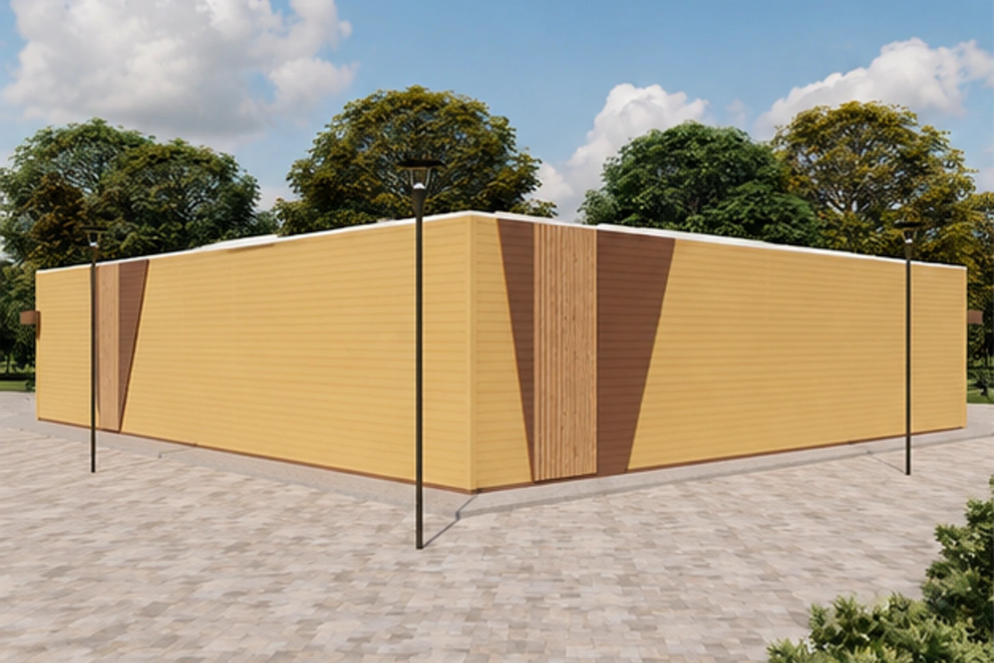 Придорожное кафе 504 м² — 3D-визуализация, ракурс 3