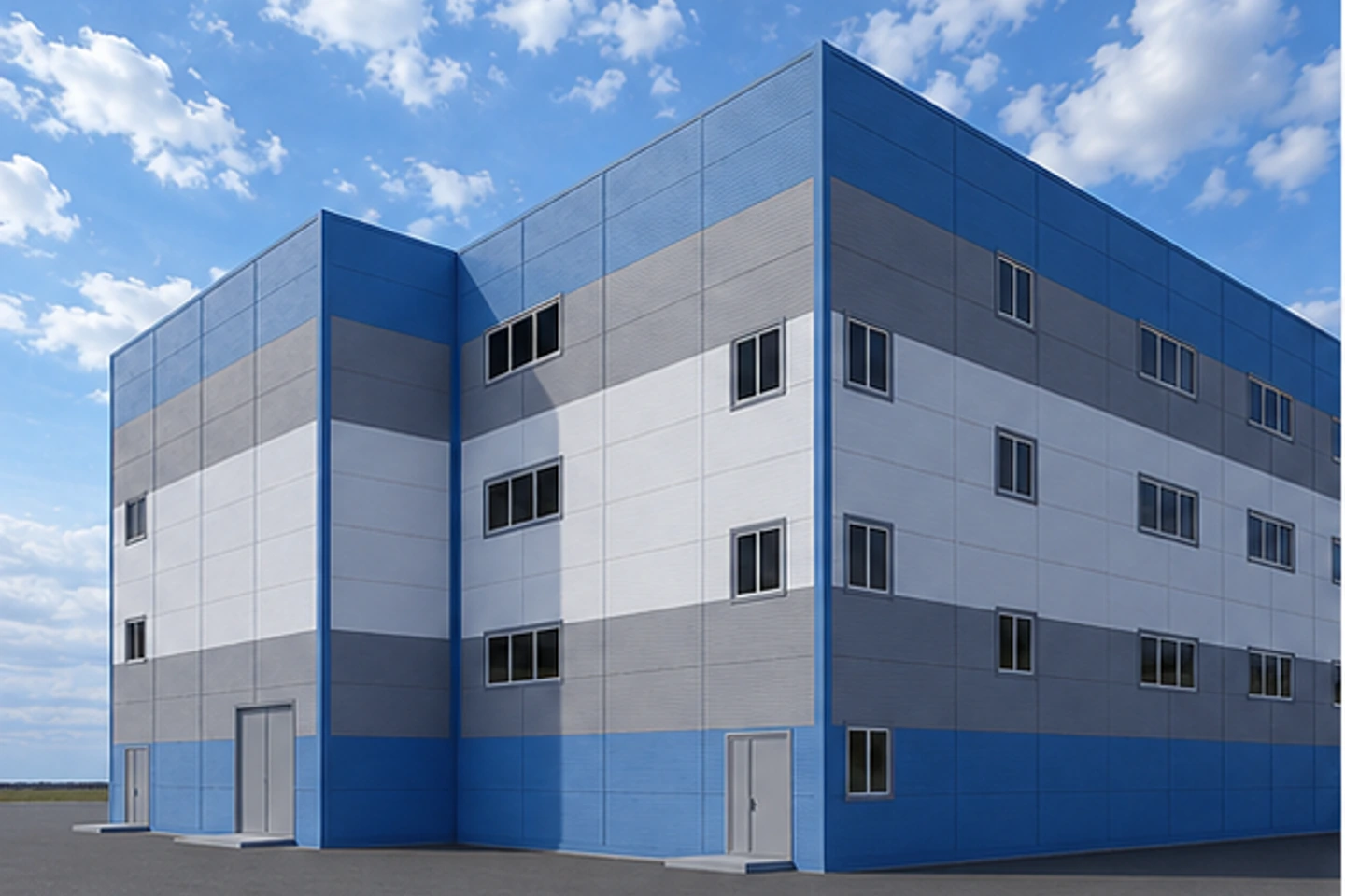 Склад 6 971 м² — 3D-визуализация, ракурс 1