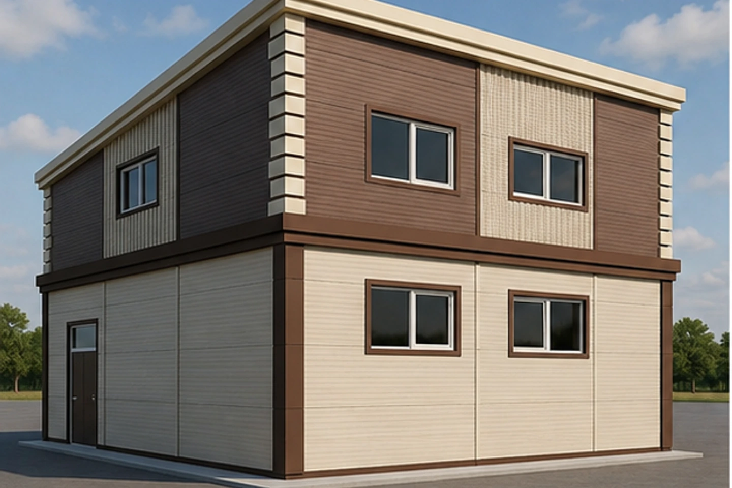 Склад-ангар 252 м² — 3D-визуализация, ракурс 3