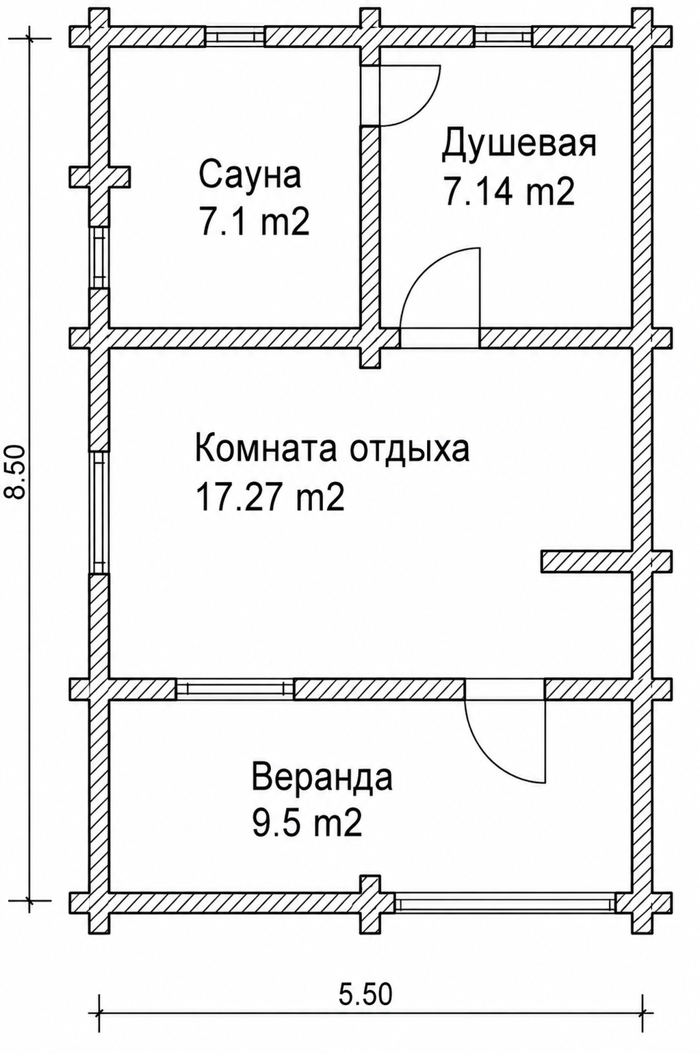Баня «Хвойный берег» — планировка помещений